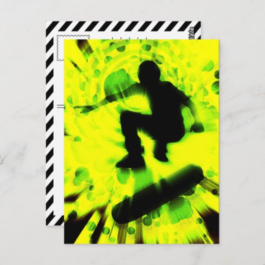 explosie van skateboard briefkaart (Voorkant / Achterkant)