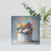 Explosie van vreugde - Happy Birthday Cake Kaart (Staand voorkant)