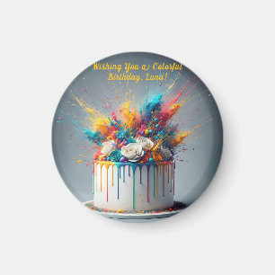 Explosie van vreugde - Happy Birthday Cake Magneet