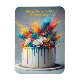 Explosie van vreugde - Happy Birthday Cake Magneet