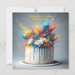 Explosie van vreugde - Happy Birthday Cake Magnetische Uitnodiging
