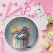 Explosie van vreugde - Happy Birthday Cake Papieren Bordje (Feest)