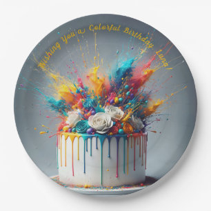 Explosie van vreugde - Happy Birthday Cake Papieren Bordje