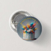 Explosie van vreugde - Happy Birthday Cake Ronde Button 3,2 Cm (Voorkant /achterkant)