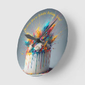 Explosie van vreugde - Happy Birthday Cake Ronde Klok (Hoek)