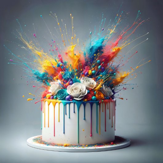 Explosie van vreugde - Happy Birthday Cake Tegeltje