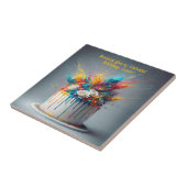 Explosie van vreugde - Happy Birthday Cake Tegeltje (Zijkant)