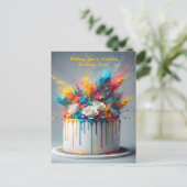Explosie van vreugde – Verjaardagstaart Briefkaart (Staand voorkant)