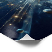 Explosie van zuiver water op een blauw meer perfect poster (Hoek)