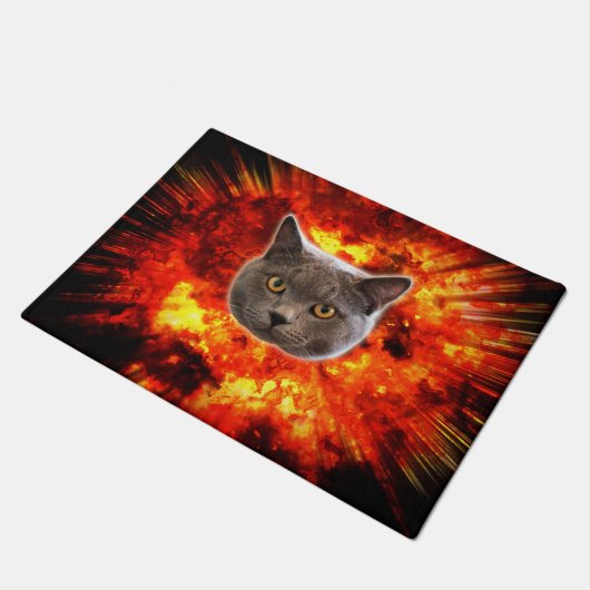 Explosief kat vuurbal Funny Deurklep Deurmat (Schuin)