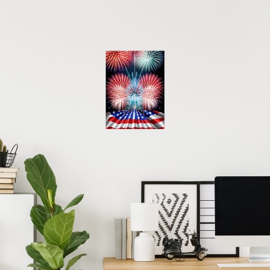 "Explosief Patriottisch Vuurwerk: Vier met een B Poster (Thuiskantoor)