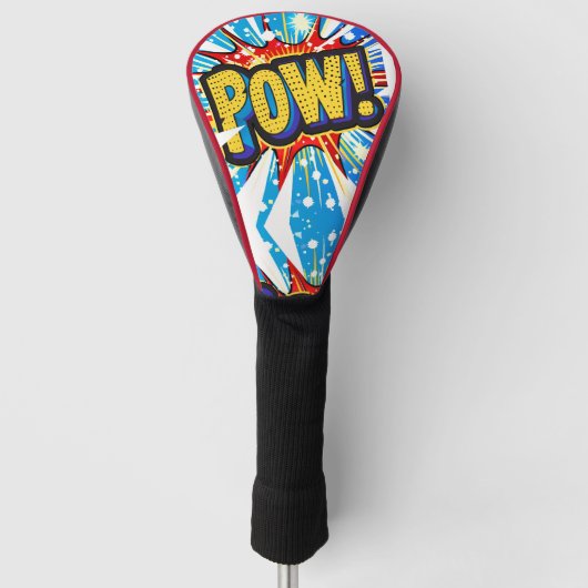 Explosief 'POW!' Comic-geïnspireerde Golf Head Hoe Golfheadcover (Voorkant)