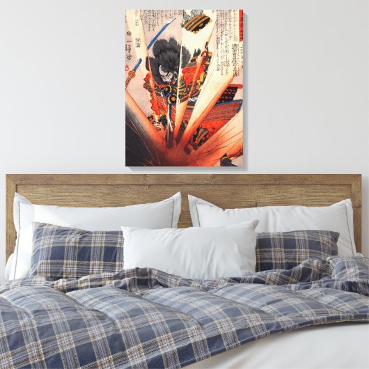 Explosief Samurai schilderij circa 1800s Canvas Afdruk (Insitu (Slaapkamer))