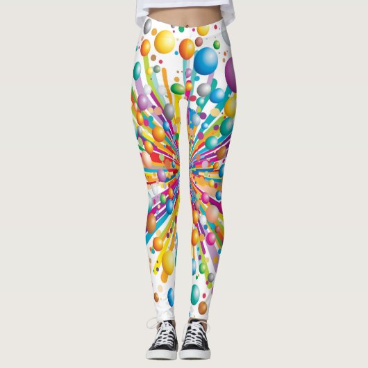 Explosieve 'bubsive' print funky gestoorde patroon leggings (Voorkant)