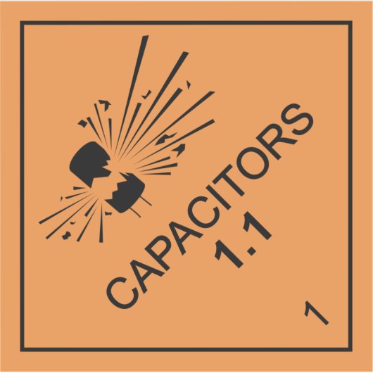 Explosieve condensatoren Gevarendiamant Sticker (Voorkant)