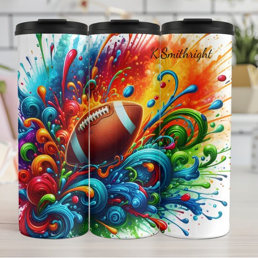 Explosieve Football Paint Splatter Art Thermosbeker