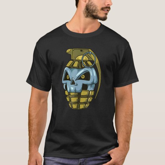 Explosieve handschedelgranaat t-shirt (Voorkant)