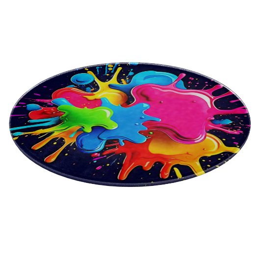 Explosieve kleur splash art snijplank (Hoek)