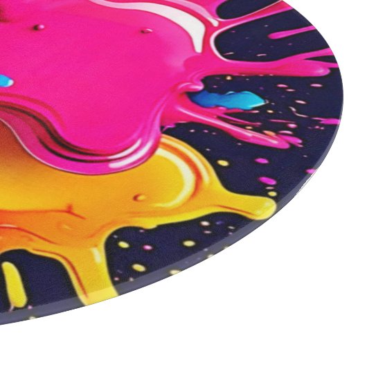 Explosieve kleur splash art snijplank (Hoek)