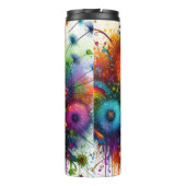 Explosieve kleurrijke paardenbloem Abstracte spett Thermosbeker (Achterkant)