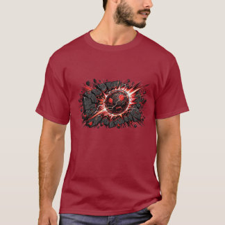 Explosieve Lava Voetbal Comic Art Design T-shirt