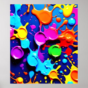 Explosieve neonkleuren in Abstracte kunst Poster