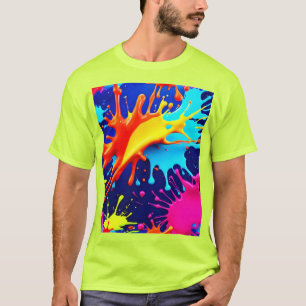 Explosieve neonkleuren in Abstracte kunst T-shirt