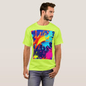 Explosieve neonkleuren in Abstracte kunst T-shirt (Voorkant volledig)