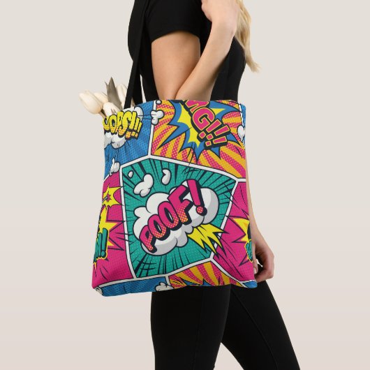 Explosieve Retro Comic Pop Art Tote Bag (Dichtbij)
