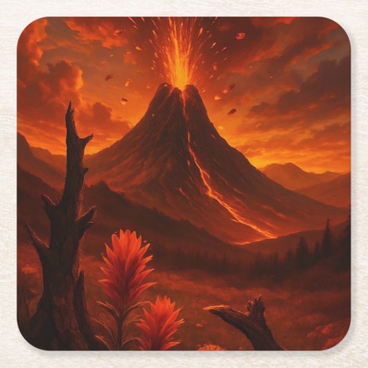 Explosieve schoonheid - Fantasy Volcano Kartonnen Onderzetters (Voorkant)