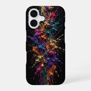 Explosieve verfspatskolom - Goud Teal Magenta iPhone 16 Hoesje