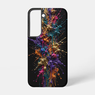 Explosieve verfspatskolom - Goud Teal Magenta Samsung Galaxy Hoesje