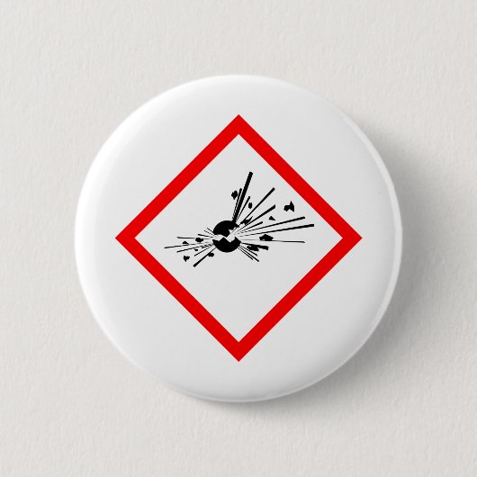 Explosieve waarschuwingsbord ronde button 5,7 cm (Voorkant)