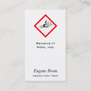 Explosieve waarschuwingsbord visitekaartje