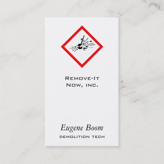 Explosieve waarschuwingsbord visitekaartje (Voorkant)