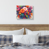 Explosieve Waterverf Floral Centerpiece Canvas Afdruk (Insitu (Slaapkamer))