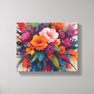 Explosieve Waterverf Floral Centerpiece Canvas Afdruk