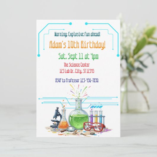 Explosive Fun Science Lab Birthday Kaart (Staand voorkant)