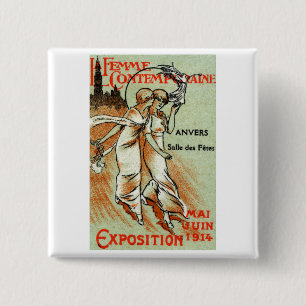 Expo 1914 voor de moderne vrouw vierkante button 5,1 cm