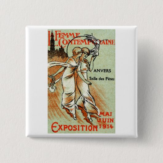 Expo 1914 voor de moderne vrouw vierkante button 5,1 cm (Voorkant)