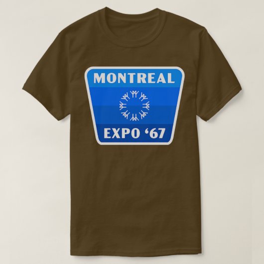Expo 67 Montreal Worlds Fair Retro Badge Blauw T-shirt (Design voorkant)