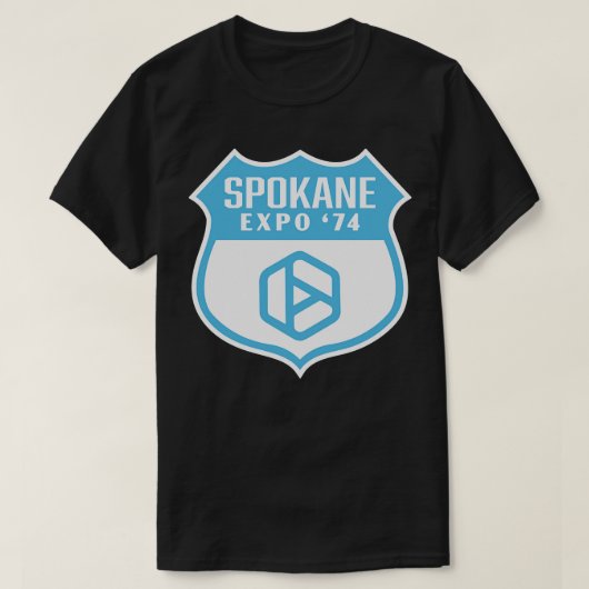 Expo 74 Spokane Worlds Fair Retro Shield Blauw T-shirt (Design voorkant)