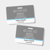 Expo ID Horizontaal Grijs, Wit & Blauw Badge (Voor- en achterkant)