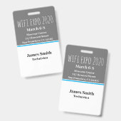 Expo ID Verticaal Grijs, Wit & Blauw Badge (Voor- en achterkant)