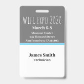 Expo ID Verticaal Grijs, Wit & Blauw Badge (Achterkant)