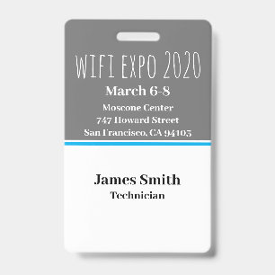Expo ID Verticaal Grijs, Wit & Blauw Badge