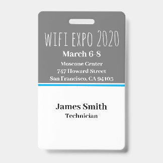 Expo ID Verticaal Grijs, Wit & Blauw Badge