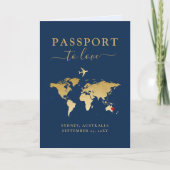 Export Wedding Passport Blue Gold Map + Heart (Voorkant)