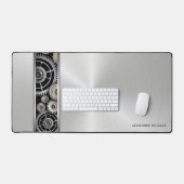 Exposed Gears op Brushed Silver met Jouw naam Bureaumat (Keyboard & Muis)