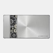 Exposed Gears op Brushed Silver met Jouw naam Bureaumat (Voorkant)
